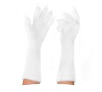 BININBOX Long Plush Claw Gloves, Furry Paw Gloves, Werewolf Claw, Long Nail Glove, Halloween Cosplay Costume Accessories for Adults Unisex, Available in 5 Colors (White)