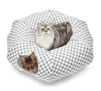 Bininl Tunnel Bed for Indoor Cats Peekaboo Cave Donut for Cat with Washable Circle Cushion Interior Cat Play Tunnel(Light Grey)