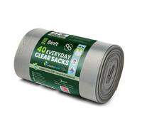 Binit 40 Clear Large 70L Strong & Secure, Tie Top, Recycling Clear Sacks
