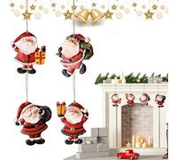 Biniveil Christmas Tree Snowman Decorations,Resin Santa Claus Pendant for Garden | Multi-functional Home Decorations for Indoor Outdoor Parties Holiday