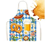 Biniveil Cooking Aprons for Men,Oktoberfest Apron - Breathable Adjustable Waist Tie Checkered Oil-Proof Clothes for Server Waitress BBQ Art Studio Housekeeping