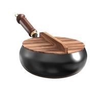 Biniveil Non Stick Pots | Nonstick Kitchen Iron Induction Pot,Chinese Frying Pan Flat Bottom with Wooden Lid, Cookware Cooking Tools for Home Apartment Restaurant Commercial Use