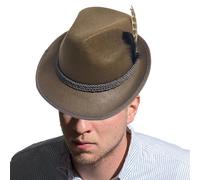 Biniveil Oktoberfest Hat | Bavarian Hat | Bavarian Hat With Feather | Alpine Fedora Bavarian Hat | Felt Oktoberfest Hat With Feathers | For Fancy Dress Accessory, Oktoberfest