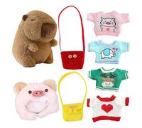 Biniveil Plush Capybara | Kids Sleeping Stuffed Capybara | 9.84 Inch Stuffed Naptime Sleep Throw Pillows with Clothes and Accessories for Home Sofa Girls Bedroom