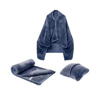 Biniveil Travel Blanket Airplane, Travel Airplane Pillow Blanket Combo Lightweight, Soft Flannel Airplane Blanket, Warm Traveling Plane Blanket for Men Women Adults