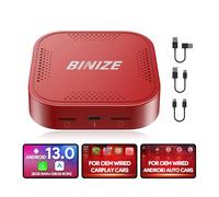 Binize Carplay Ai Box Android 13 Android Car AI Box Wireless Carplay AndroidAuto Built-in Navigation Support Video APP etc. Car Support with OEM Wired CarPlay / Android Auto (Red 8G + 128G)