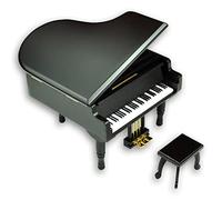 BinkeGG Black Wooden Grand Piano Wind up Musical Boxes with Sankyo Musical Movement (60 Tunes Option) (White Christmas)