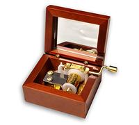 BinkeGG Brown Wooden Hand Crank Music Box with Sankyo Musical Movement (30 Tunes Option) (Twinkle Twinkle Little Star)