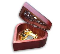 BinkeGG Brown Wooden Heart Hollow Out Musical Boxes with Sankyo Musical Movement (60 Tunes Option) (Unchained Melody)