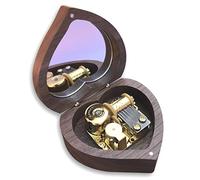 BinkeGG Walnut Wooden Heart Shape Musical Boxes with Sankyo Musical Movement (60 Tunes Option) (Unchained Melody)