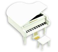 BinkeGG White Wooden Grand Piano Wind up Musical Boxes with Sankyo Musical Movement (60 Tunes Option) (Here Comes the Bride (Lohengrin Brautchor))