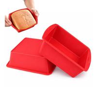 BINKUOMCG 2 PCS Silicone Cake Moulds, 20×18cm Easy-Release Square Cake Tin, Non-Stick Baking Trays & Brownie Pans for Cheesecake, Cake, Bread and Chocolate Pie (Red)