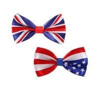BINKUOMCG 2 PCS Union Jack Flag Bow Tie & USA Flag Bow Tie, Adjustable Necktie for Men Suit, Patriotic Accessory for Formal/Casual Party Royal Events (Colorful)