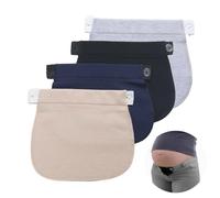 BINKUOMCG 4 PCS Maternity Pants Extenders, No Sewing Pregnancy Stretch Pants Band for Trousers, Adjustable Elastic Maternity Waist Extender for Pregnant Women (Multi-Color)
