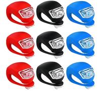 BINKUOMCG 9PCS Bike Lights for Kids, Multicolor LED Clip-On Silicone Bicycle Lights with 3 Modes, Waterproof Scooter Headlight & Taillight for Road Safety, Batteries Included (Multicolor)