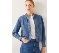 Binky Crop Collarless Denim Jacket Blue Monsoon Blue 18