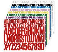 BINLINHONGO 390 Alphabet Number Stickers, 8 Sheets 1 Inch & 2 Inches Self-Adhesive Vinyl Letter Sticker Decals for Scrapbook, Water Bottles, Door, Mailbox, Gift Decor - Multicolour