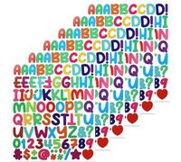 BINLINHONGO 486 Small Alphabet Number Stickers, 6 Sheets 1 Inch Self-Adhesive Vinyl Letter Sticker Decals for Scrapbooks, Computers, Envelopes, Water Bottles - True Colour