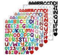 BINLINHONGO 486 Small Alphabet Number Stickers, 6 Sheets 1 Inch Self-Adhesive Vinyl Letter Sticker Decals for Scrapbooks, Computers, Envelopes, Water Bottles - Multicolour