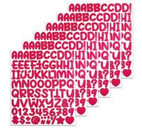 BINLINHONGO 486 Small Alphabet Number Stickers, 6 Sheets 1 Inch Self-Adhesive Vinyl Letter Sticker Decals for Scrapbooks, Computers, Envelopes, Water Bottles - Magenta
