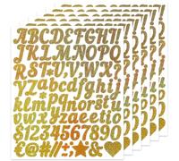BINLINHONGO 528 Small Glitter Alphabet Number Stickers,6 Sheets Glitter 1 Inch Self-Adhesive Vinyl Letters Sticker Decals for Scrapbooks,Greeting Cards,Holiday Parties,Envelopes - Gold
