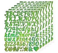 BINLINHONGO 528 Small Glitter Alphabet Number Stickers,6 Sheets Glitter 1 Inch Self-Adhesive Vinyl Letters Sticker Decals for Scrapbooks,Greeting Cards,Holiday Parties,Envelopes - Green