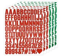BINLINHONGO 588 Letters Number Stickers, 6 Sheets Glitter 1 Inch Self-Adhesive Vinyl Letter Sticker Decals for Scrapbooks, Water Bottles, Signs, Holiday Parties -Red,Green