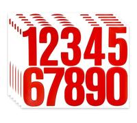 BINLINHONGO 60 Large Number Stickers, 6 Sheets 3 Inches Self-Adhesive Vinyl 0-9 Number Sticker Decals for Mailbox, Doors, Trucks, Sorting, Classifying and Labeling - Red