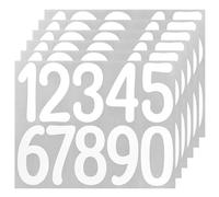BINLINHONGO 60 Pieces 3-Inch Number Stickers, 6 Sheets White Slim Self-Adhesive Vinyl 0-9 Decals for Mailboxes, Doors, Trucks, Classroom Decor & Outdoors