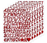 BINLINHONGO 624 Small Glitter Alphabet Number Stickers,6 Sheets Glitter 1 Inch Self-Adhesive Vinyl Letters Sticker Decals for Scrapbooks,Greeting Cards,Holiday Parties,Envelopes - Bright red