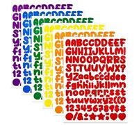 BINLINHONGO 666 Pieces Small Vinyl Letter Number Stickers, 6 Sheets 0.5 Inch Colourful Sticky Stick on Alphabet Sticker Decals for Scrapbooks, Signs, Water Bottles, DIY Crafts