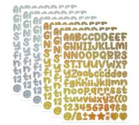 BINLINHONGO 666 Small Alphabet Number Stickers, 6 Sheets 0.5 Inch Self-Adhesive Vinyl Letter Sticker Decals for Scrapbooks, Signs, Envelopes, Water Bottles - Glitter Gold,Sliver