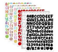 BINLINHONGO 666 Small Alphabet Number Stickers, 6 Sheets 0.5 Inch Self-Adhesive Vinyl Letter Sticker Decals for Scrapbooks, Signs, Envelopes, Water Bottles - Multicoloured