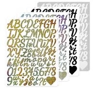 BINLINHONGO Glitter Letter Number Stickers, 8 Sheets 1.5 Inches Self-Adhesive Vinyl Letters Alphabet Sticker Decals for Scrapbook,Door,Mailbox, Bulletins Boards - Black,White,Gold,Silver