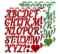 BINLINHONGO Glitter Letter Stickers, 4 Sheets 2 Inches Self-Adhesive Vinyl Letters Alphabet Sticker Decals for Scrapbook,Door,Mailbox,Bulletins Boards - Green,Red