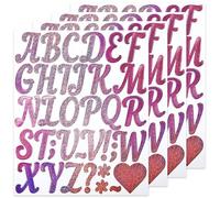 BINLINHONGO Glitter Letter Stickers, 4 Sheets 2 Inches Self-Adhesive Vinyl Letters Alphabet Sticker Decals for Scrapbook,Door,Mailbox,Bulletins Boards - Pink