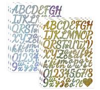BINLINHONGO Sparkle Letter Number Stickers, 6 Sheets 1.5 Inches Self-Adhesive Vinyl Letters Alphabet Sticker Decals for Scrapbook,Door, Mailbox, Bulletins Boards - Glitter Gold, Glitter Silver