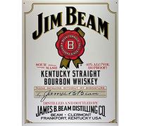 BinLtd Jim Beam Kentucky Straight Bourbon Whiskey Vintage Metal Tin Sign Wall Plaque Poster Cafe Bar Pub Beer Wall Home Decor 12 X 8 Inches