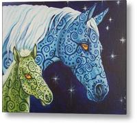 BinLtd Mystical Moon Horse Mare and Foal Retro Vintage Metal Tin Sign Wall Plaque - for Cafe Beer Club Wall Home Decor 12x8 Inches