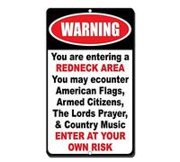 BinLtd Warning Tin Sign You are Entering A Redneck Area Travel at Your Own Risk 12 x 8 Aluminum Metal