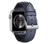 BINLUN Compatible with Apple Watch Bands Leather Soft Silicone Inner Hybrid Sweatproof 42mm 44mm 45mm 46mm 49mm Watch Strap for iWatch Ultra SE Series 11/10/9/8/7/6/5/4/3/2/1(Silver Buckle,Deep Blue)