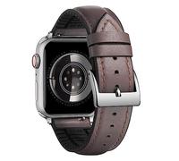 BINLUN Compatible with Apple Watch Bands Leather Soft Silicone Inner Hybrid Sweatproof 42mm 44mm 45mm 46mm 49mm Watch Strap for iWatch Ultra SE Series 11/10/9/8/7/6/5/4/3/2/1(Silver Buckle,Deep Brown)