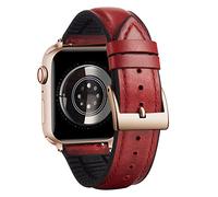 BINLUN Compatible with Apple Watch Strap 38mm 40mm 41mm 42mm Oil Wax Leather and Breathable Silicone Hybrid Replacement Band Compatible with iWatch Straps Ultra SE SE2 Series 10/9/8/7/6/5/4/3/2/1