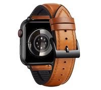 BINLUN Compatible with Apple Watch Strap 38mm 40mm 41mm 42mm Oil Wax Leather and Breathable Silicone Hybrid Replacement Band Compatible with iWatch Straps Ultra SE SE2 Series 10/9/8/7/6/5/4/3/2/1