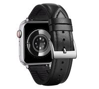 BINLUN Compatible with Apple Watch Strap 42mm 44mm 45mm 46mm 49mm Oil Wax Leather and Breathable Silicone Hybrid Replacement Band Compatible with iWatch Ultra SE SE2 Series 10/9/8/7/6/5/4/3/2/1