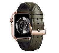BINLUN Compatible with Apple Watch Strap 42mm 44mm 45mm 46mm 49mm Oil Wax Leather and Breathable Silicone Hybrid Replacement Band Compatible with iWatch Ultra SE SE2 Series 10/9/8/7/6/5/4/3/2/1