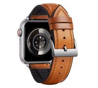 BINLUN Compatible with Apple Watch Strap 42mm 44mm 45mm 46mm 49mm Oil Wax Leather and Breathable Silicone Hybrid Replacement Band Compatible with iWatch Ultra SE SE2 Series 11/10/9/8/7/6/5/4/3/2/1