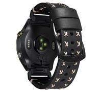 BINLUN Compatible with Garmin Watch Band 22mm/26mm Genuine Leather Watch Strap Crazy-horse Leather X-shape Route Straps Fit for Fenix/Fit for Forerunner/Fit for Enduro for Descent(Black,26mm)