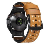 BINLUN Compatible with Garmin Watch Band 22mm/26mm Genuine Leather Watch Strap Crazy-horse Leather X-shape Route Straps Fit for Fenix/Fit for Forerunner/Fit for Enduro for Descent(Light Brown,26mm)