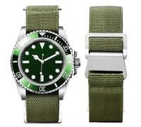BINLUN Elastic Nylon Watch Straps 18mm/20mm/22mm Marine Nationale Style Parachute Fabric Replacement Watch Band Hook-and-Loop Silver/Black Buckle Men Women(Military Greens,20mm)